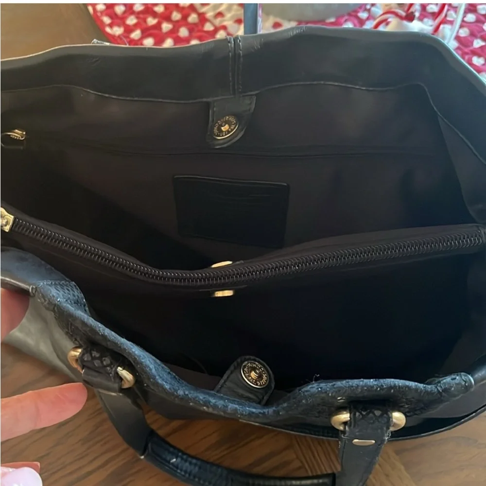 2012 Coach Ashley Satchel Handbag Black Leather Snake Print detail EUC - Picture 11 of 12